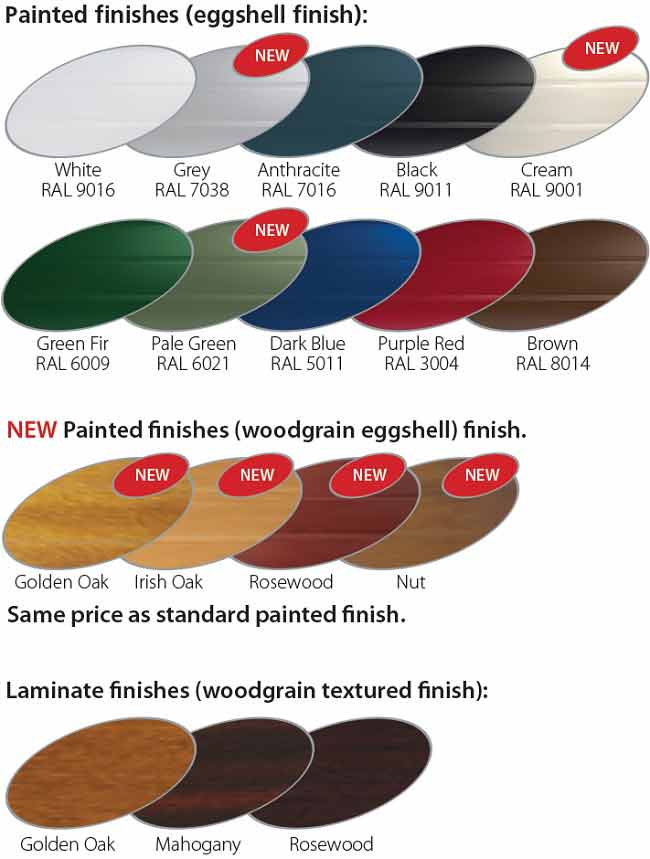 Gliderol insulated garage doors colour chart