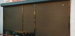 Seceuroshield 60 serving hatch shutter with a long lasting brown powder coated finish.