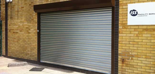 Seceuroshield 75 galvanised roller shutter doors fitted to an industrial unit
