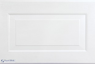 Georgian sectional garage door with a white smooth paint finish