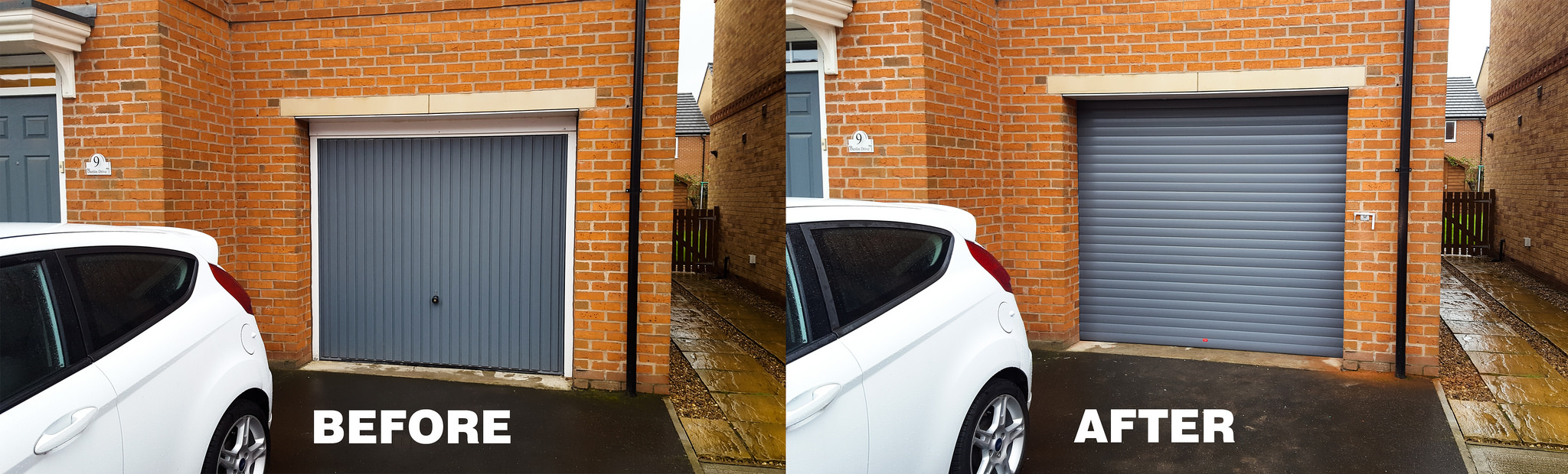 Birkdale roller shutter garage doors - before and after installation pictures