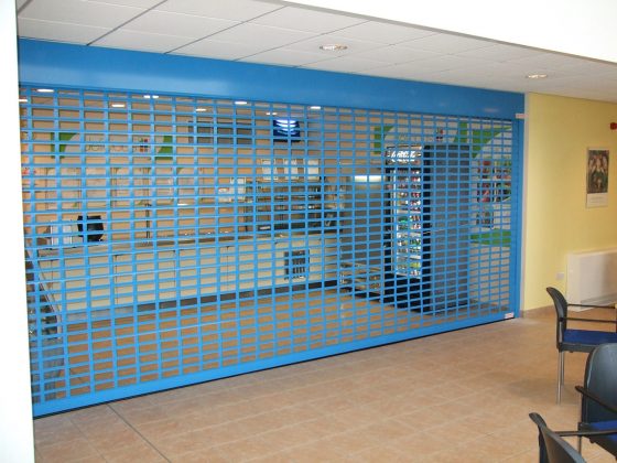 SWS Seceurovision 800 roller shutters used to secure a large reception area within a doctors surgery.