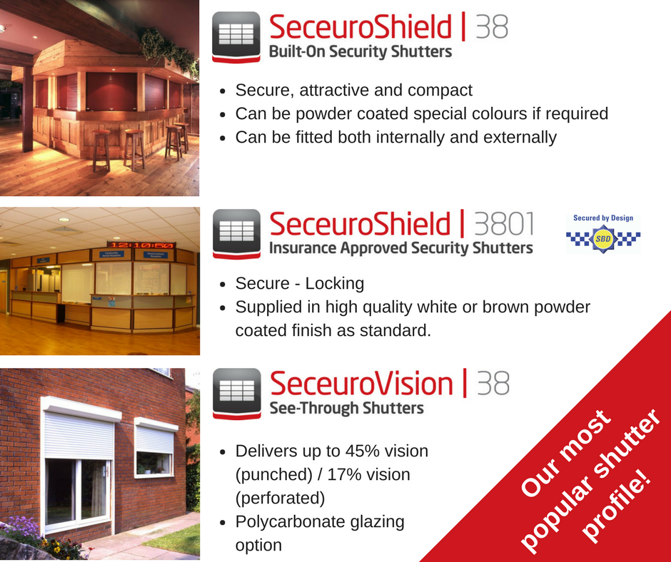 Seceuroshield 38 roller shutter range - Our best selling product for bars, serving hatches and kiosks.