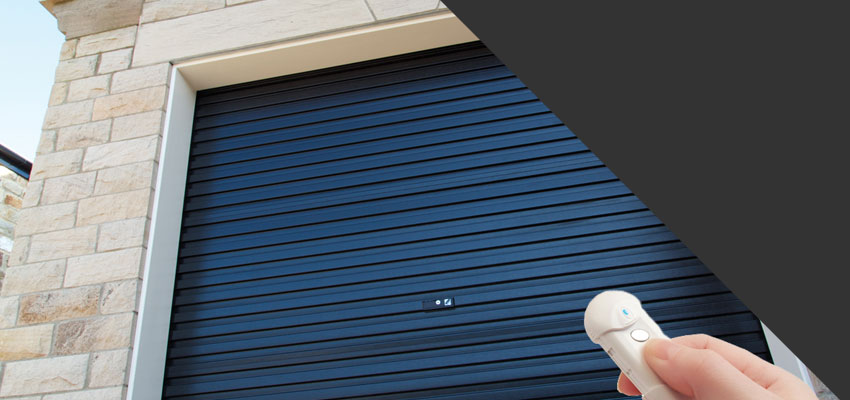 Gliderol single skin electric roller garage door with a black plastisol paint finish